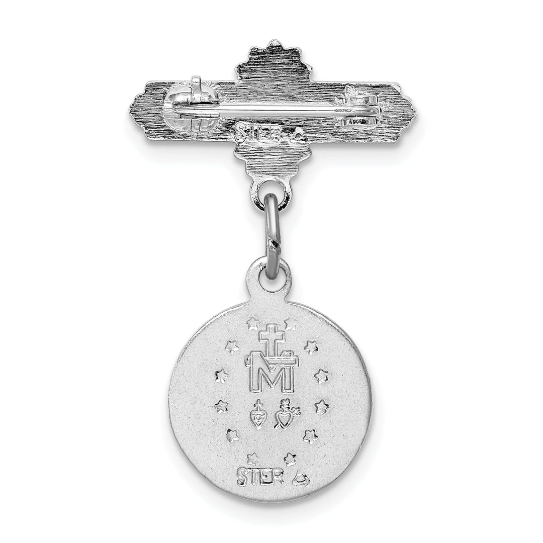 Sterling Silver Enameled Miraculous Medal Pin