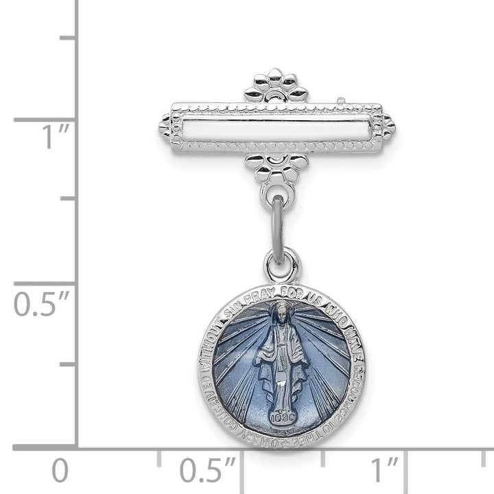 Sterling Silver Enameled Miraculous Medal Pin