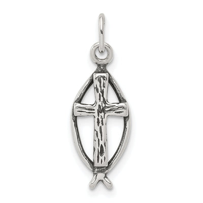 Silver Antiqued Ichthus Fish Cross Pendants at $ 5.06 only from Jewelryshopping.com