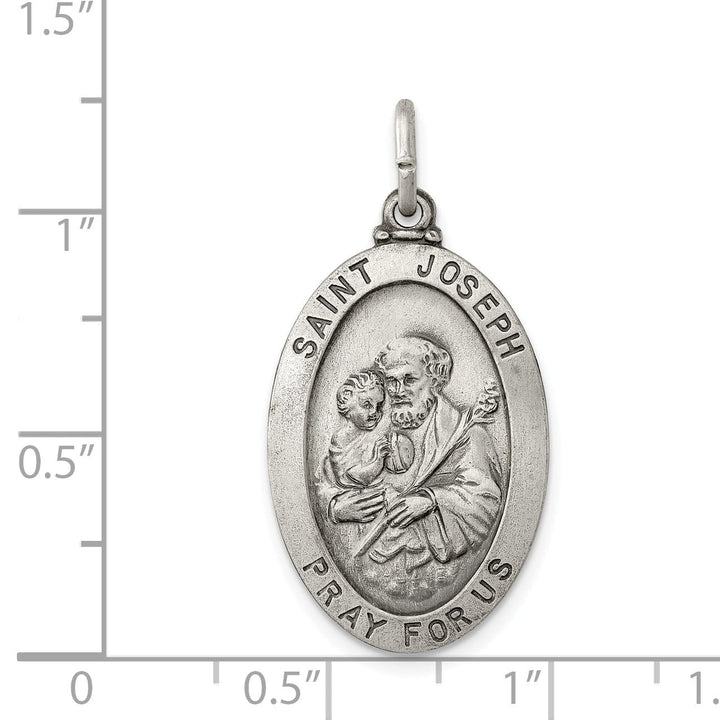 Sterling Silver Antiqued Saint Joseph Medal