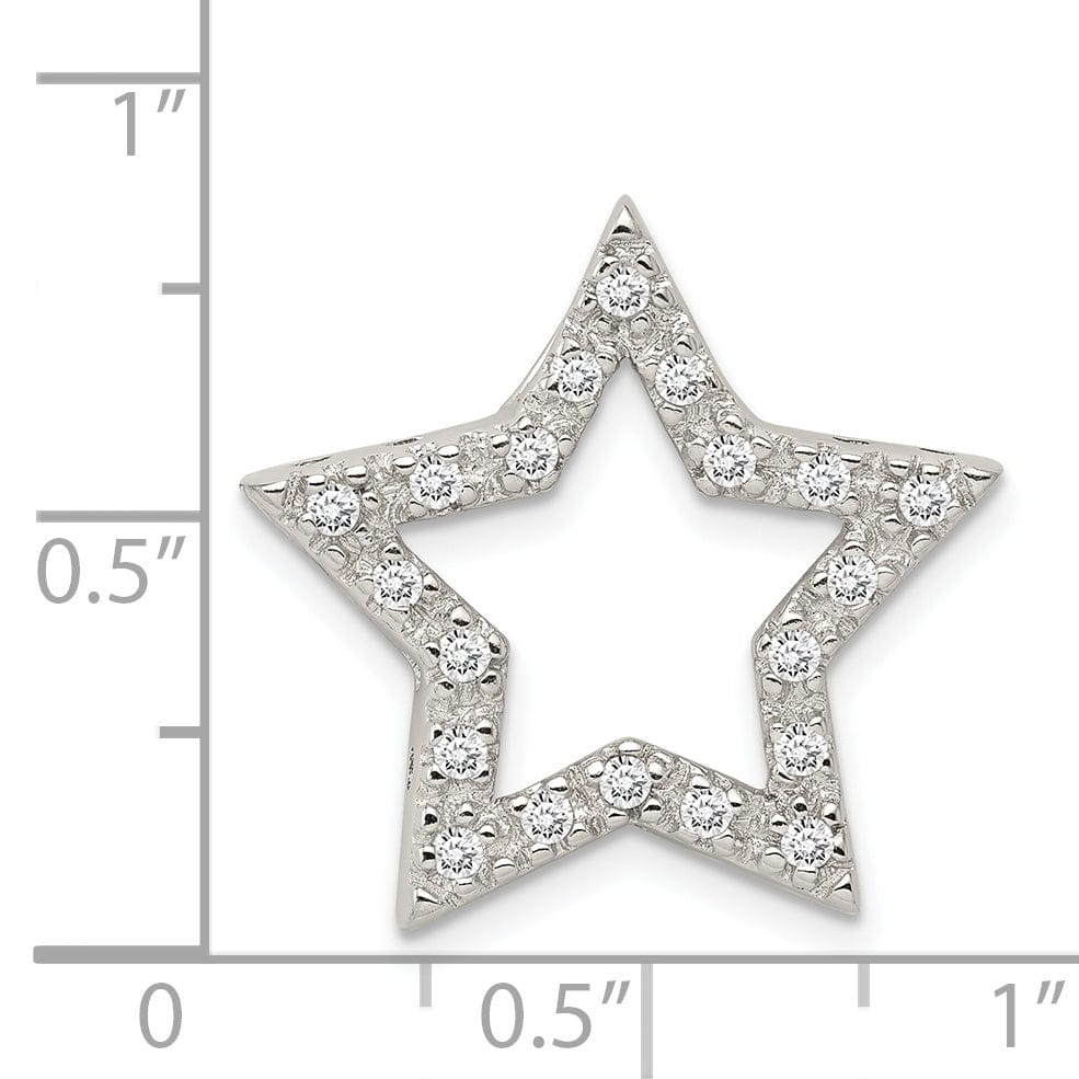 Silver Polished Finish Chain Slide Star Charm