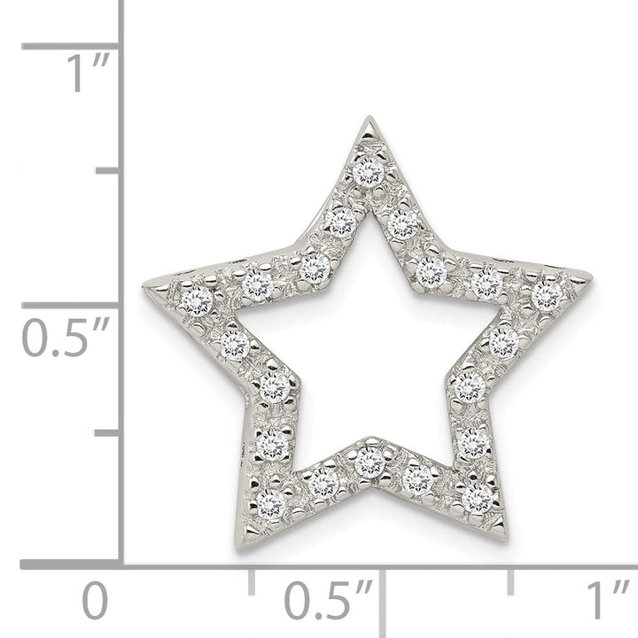 Silver Polished Finish Chain Slide Star Charm