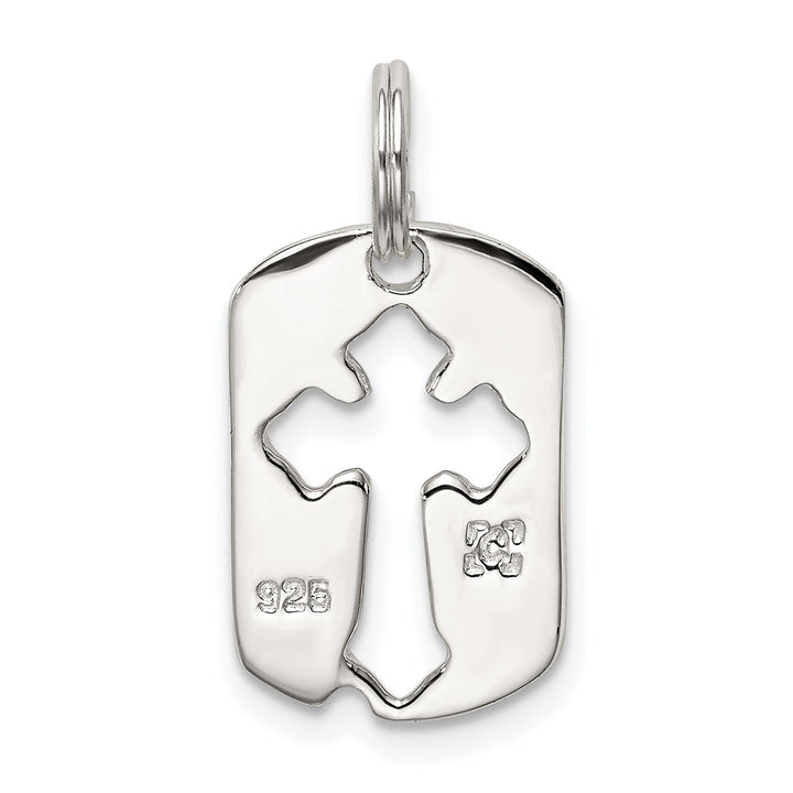 Sterling Silver Dog Tag Cross Charm