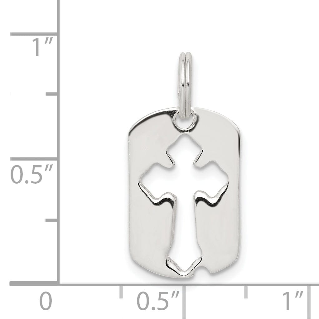 Sterling Silver Dog Tag Cross Charm