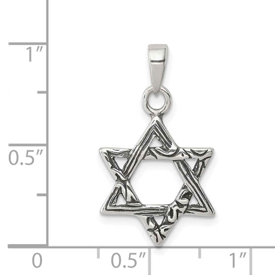 Sterling Silver Antiqued Star of David Pendant