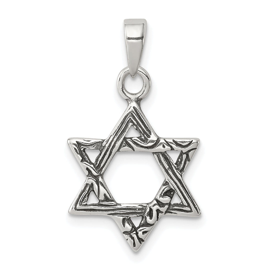 Sterling Silver Antiqued Star of David Pendant