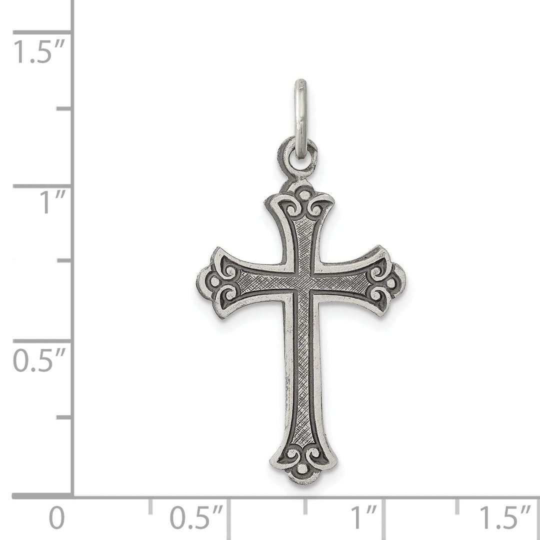 Solid Sterling Silver Antiqued Cross Pendant
