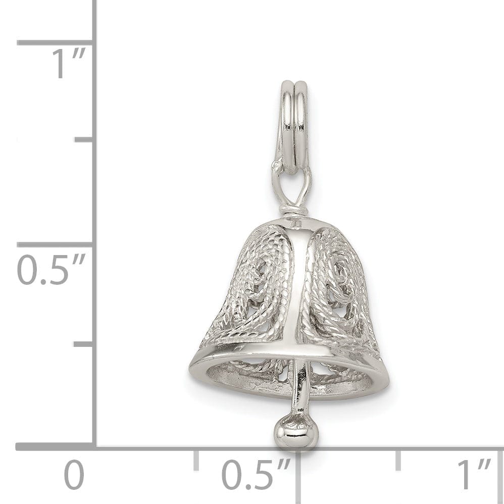 Sterling Silver Filigree Moveable Bell Charm