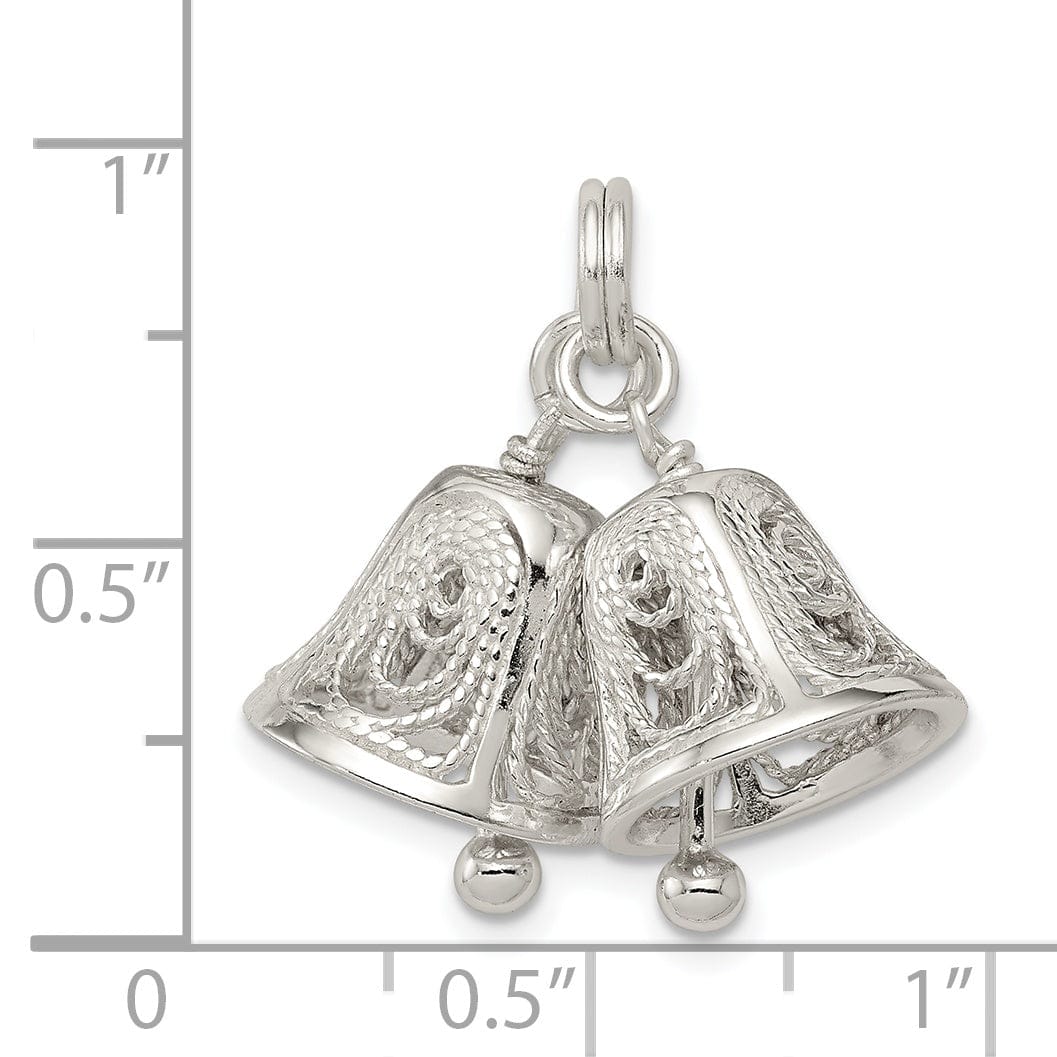Sterling Silver Filigree Moveable Bells Charm