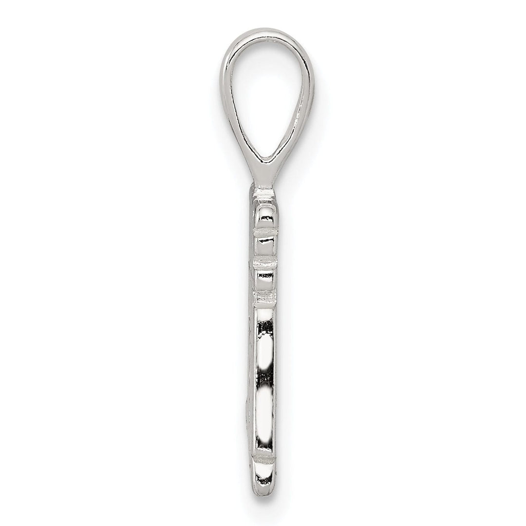 Silver Polished Satin I Love You Mom Pendant