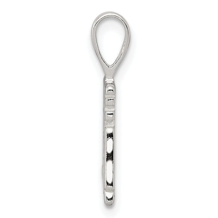 Silver Polished Satin I Love You Mom Pendant