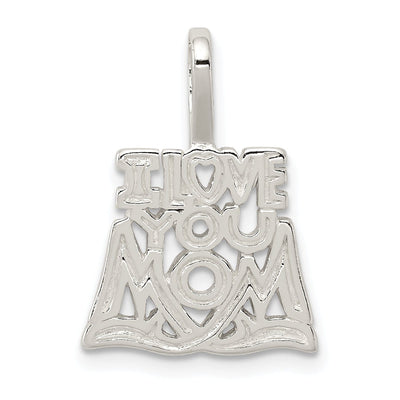 Silver Polished Satin I Love You Mom Pendant at $ 17.03 only from Jewelryshopping.com