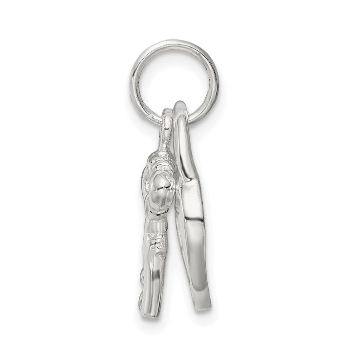 Sterling Silver Polished Heart and Key Pendant