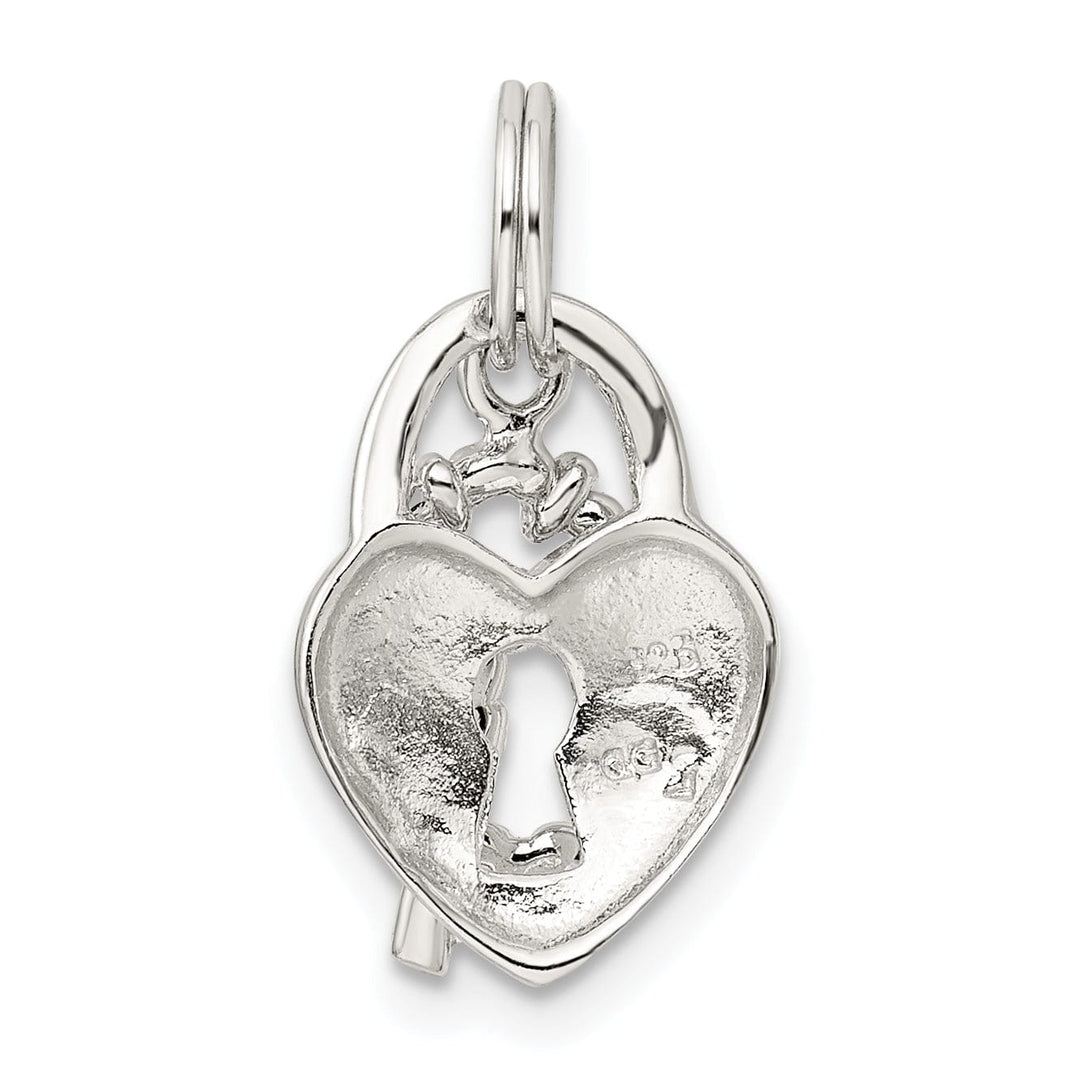 Sterling Silver Polished Heart and Key Pendant