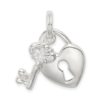 Sterling Silver Polished Heart and Key Pendant at $ 20.12 only from Jewelryshopping.com