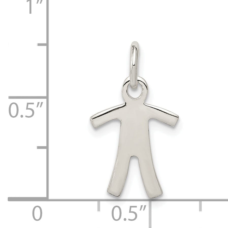 Sterling Silver Polish Finish Boy Charm Pendant