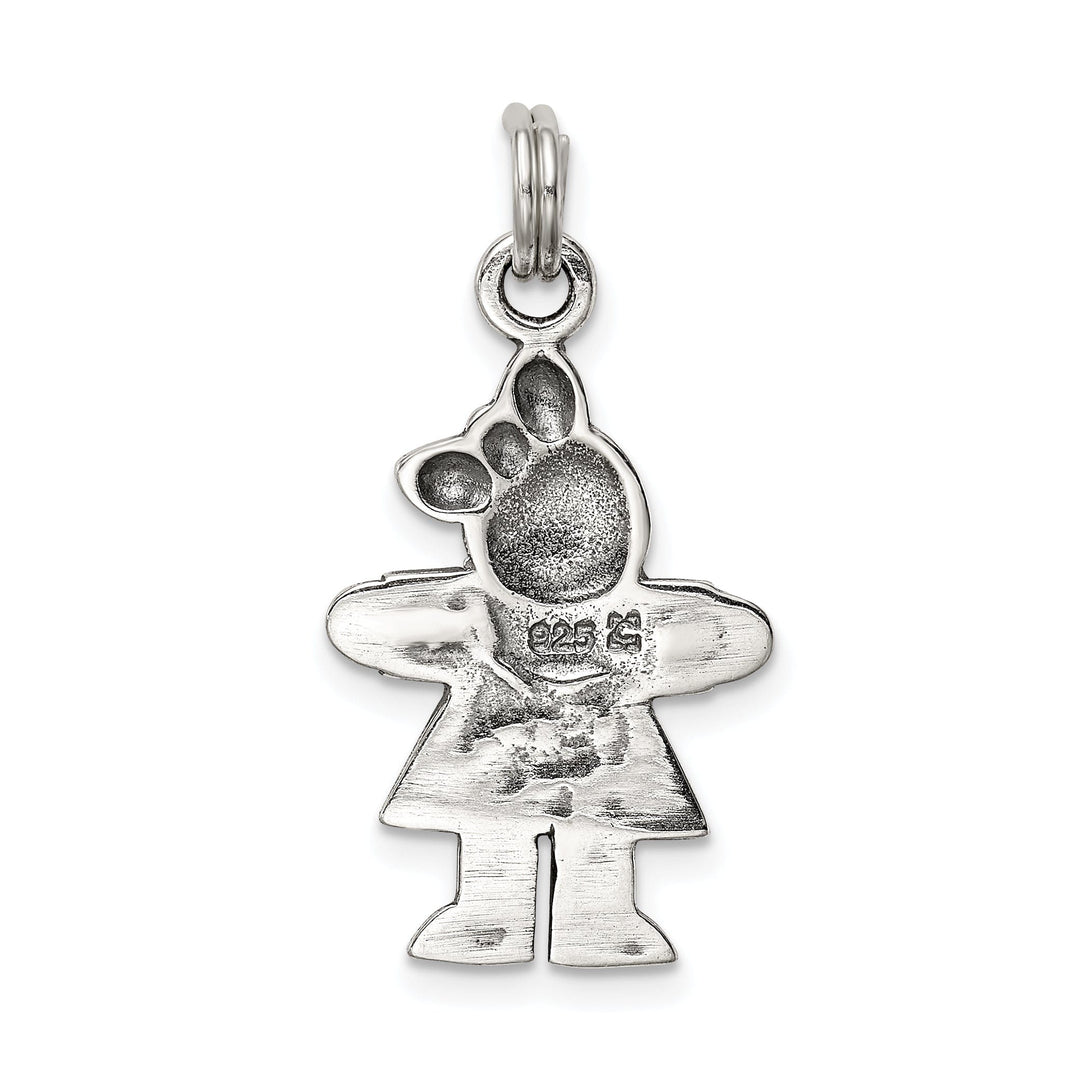 Silver Antiqued Marcasite Girl Charm Pendant