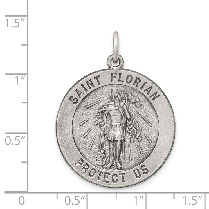 Sterling Silver Antiqued Saint Florian Medal