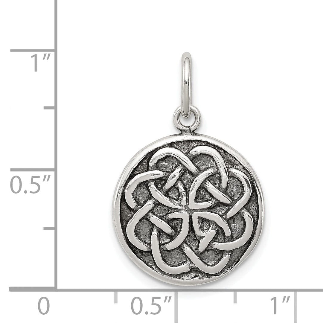 Silver Polish Antiqued Round Celtic Knot Charm