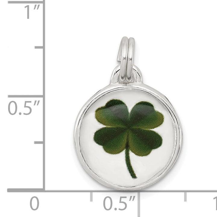 Silver Polished Finish Four Leaf Clover Charm