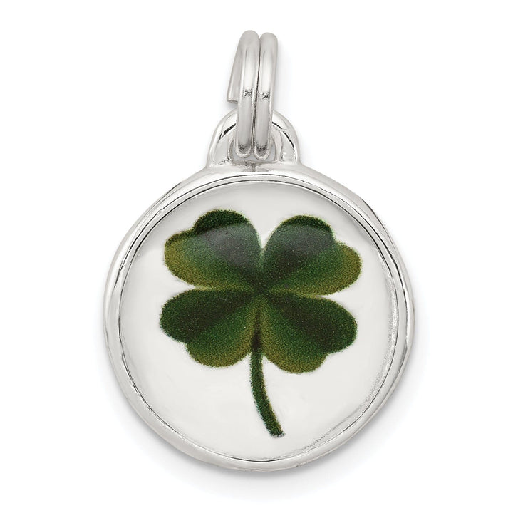 Silver Polished Finish Four Leaf Clover Charm