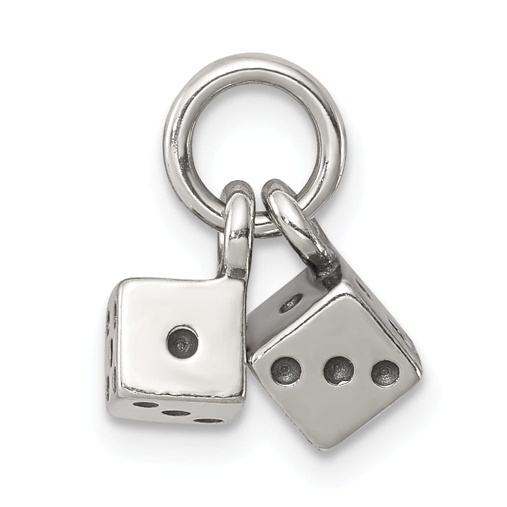 Silver Polish Antique Moveable 3-D Dice Charm