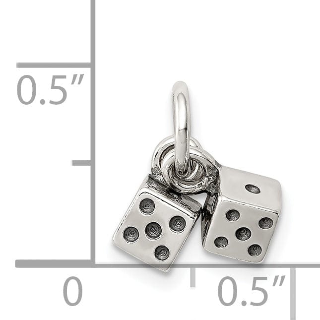 Silver Polish Antique Moveable 3-D Dice Charm