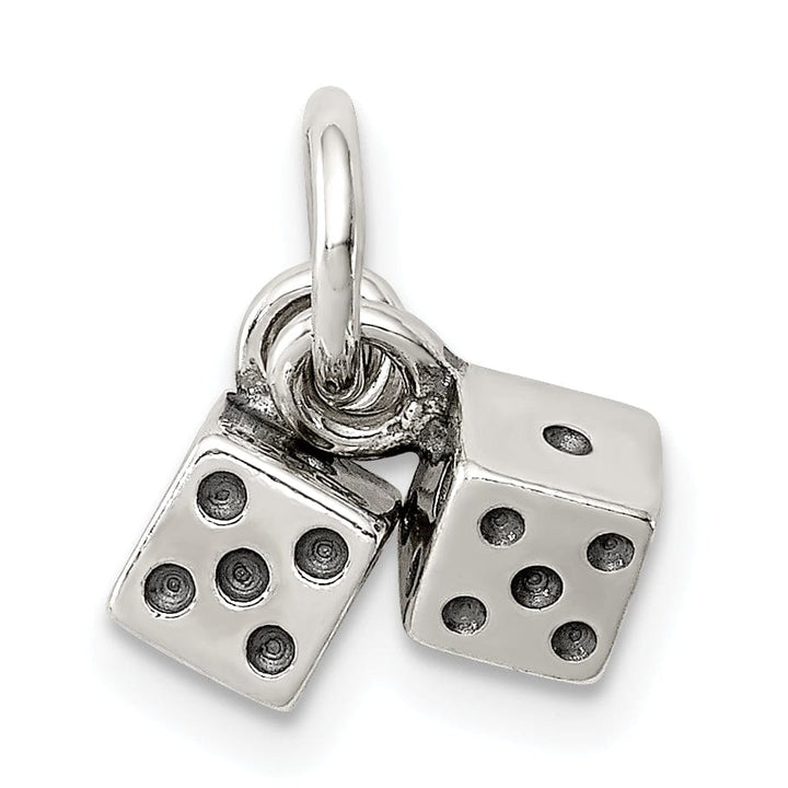 Silver Polish Antique Moveable 3-D Dice Charm