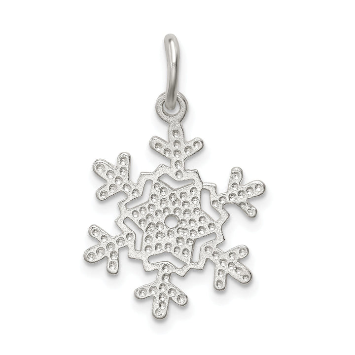 Silver Diamond Cut Snowflake Charm Pendant