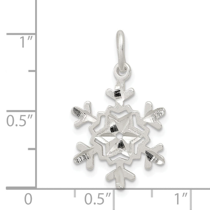 Silver Diamond Cut Snowflake Charm Pendant