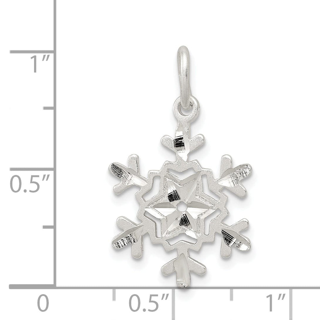 Silver Diamond Cut Snowflake Charm Pendant