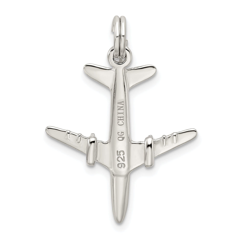 Sterling Silver Polished 3-D Airplane Pendant