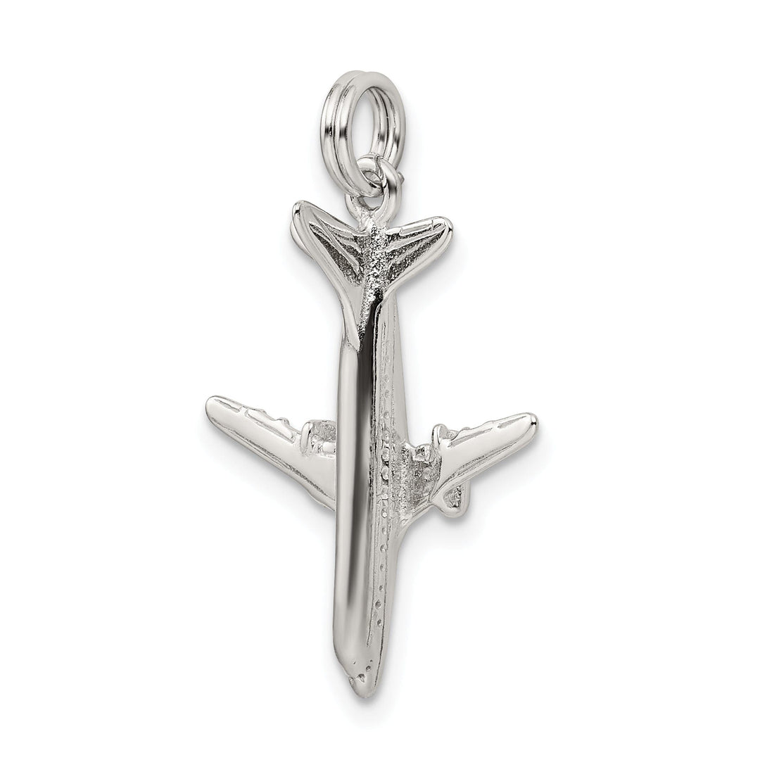 Sterling Silver Polished 3-D Airplane Pendant