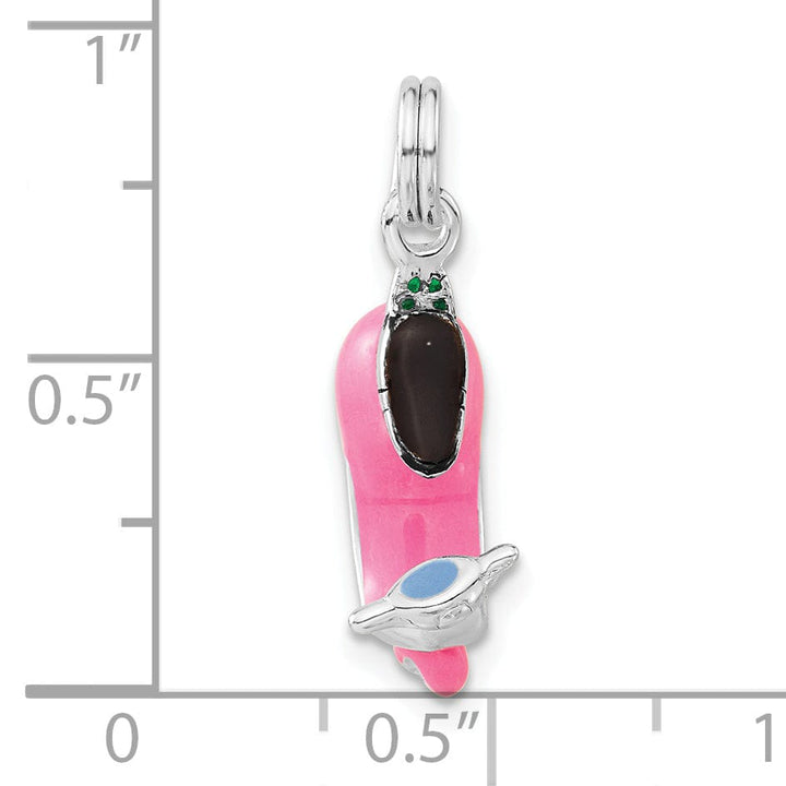 Silver 3-D Pink Enamel Motor Scooter Charm