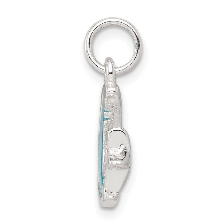 Silver Blue Enameled Moon Star Charm Pendant