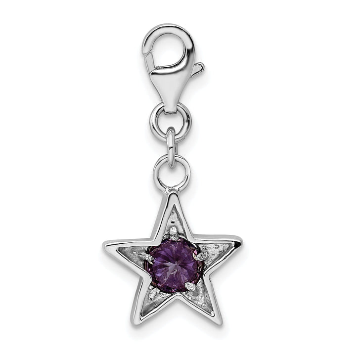 Silver February C.Z Birthstone Star Charm