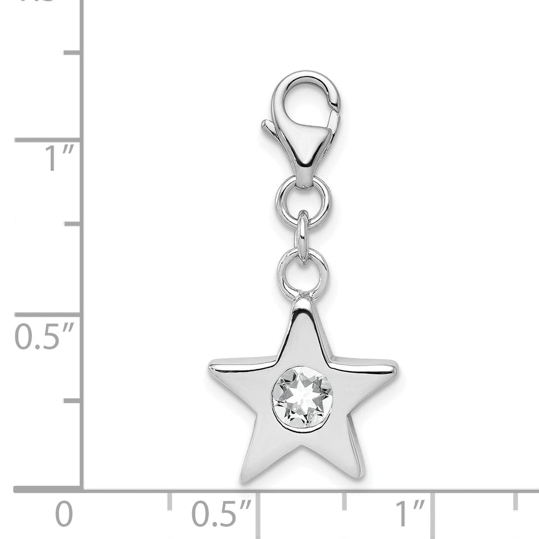 Sterling Silver April C.Z Birthstone Star Charm
