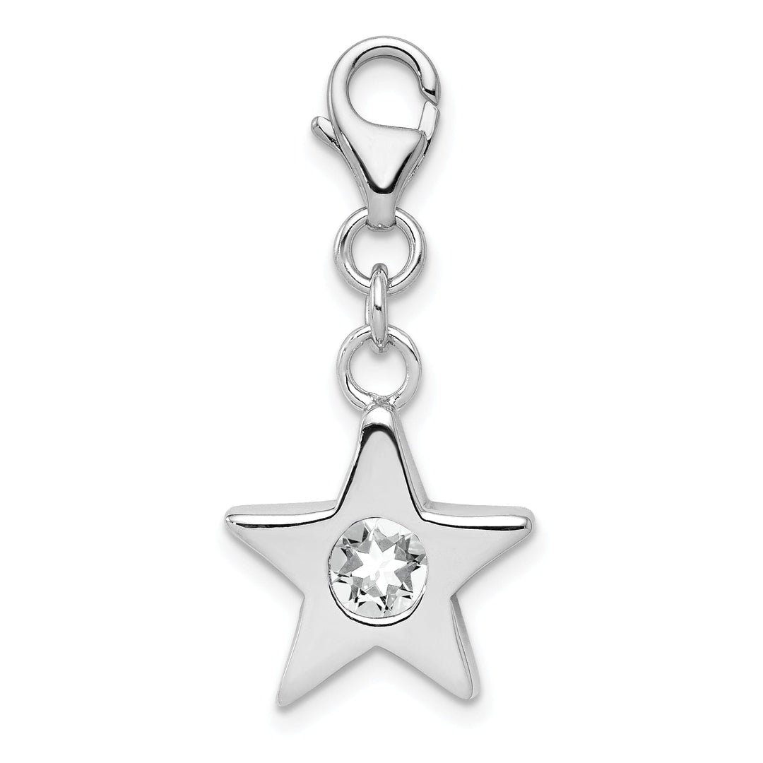 Sterling Silver April C.Z Birthstone Star Charm