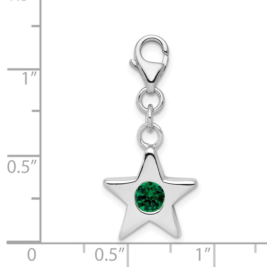 Sterling Silver May C.Z Birthstone Star Charm