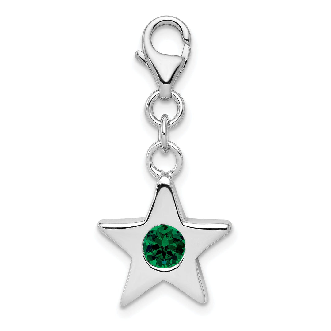 Sterling Silver May C.Z Birthstone Star Charm