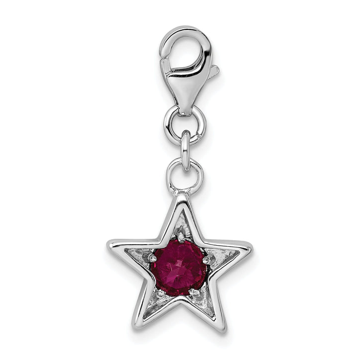 Sterling Silver July C.Z Birthstone Star Charm