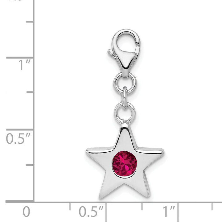 Sterling Silver July C.Z Birthstone Star Charm