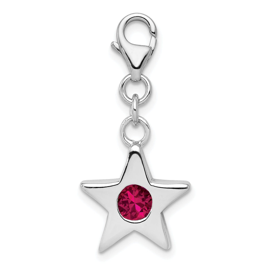 Sterling Silver July C.Z Birthstone Star Charm