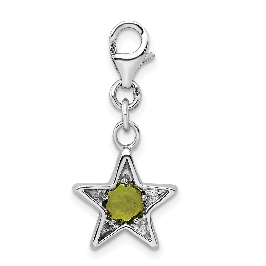 Sterling Silver August CZ Birthstone Star Charm