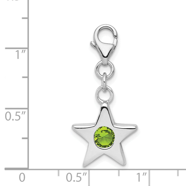 Sterling Silver August CZ Birthstone Star Charm