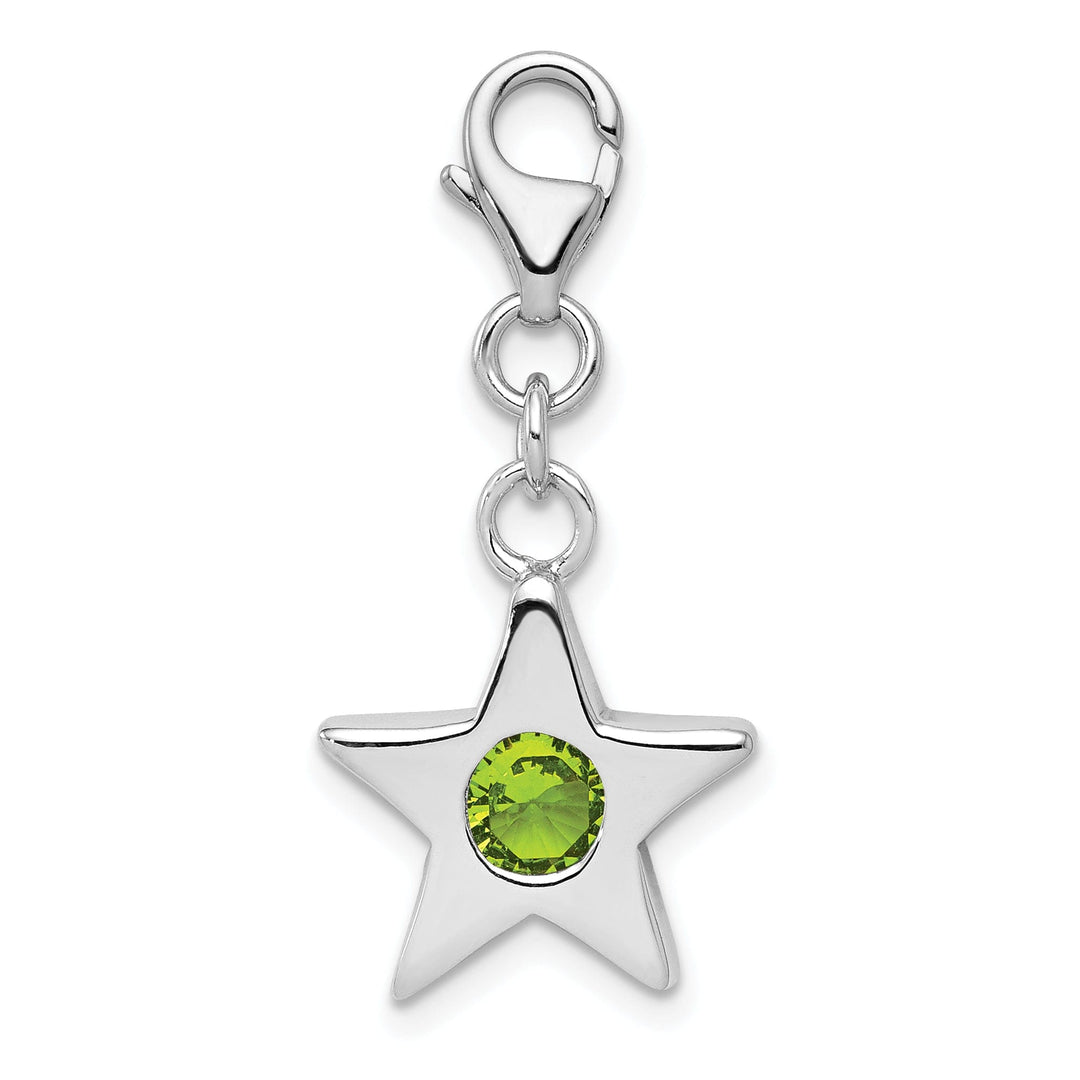 Sterling Silver August CZ Birthstone Star Charm