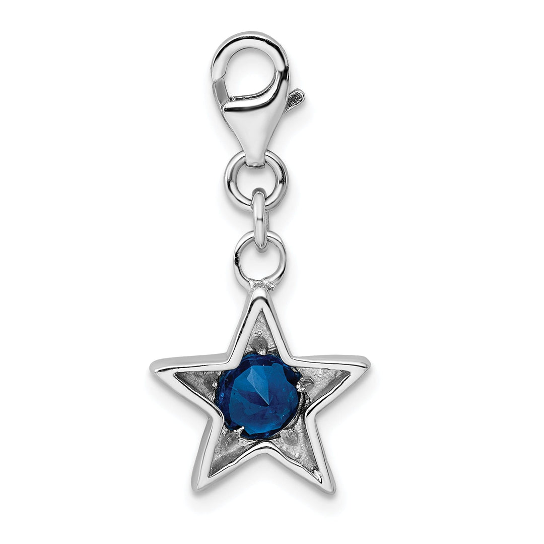 Silver September C.Z Birthstone Star Charm