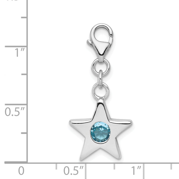 Silver September C.Z Birthstone Star Charm