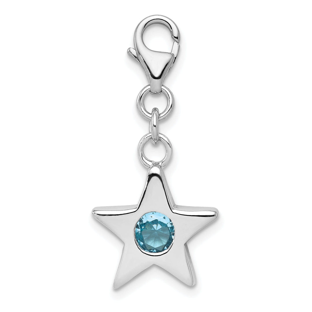 Silver September C.Z Birthstone Star Charm