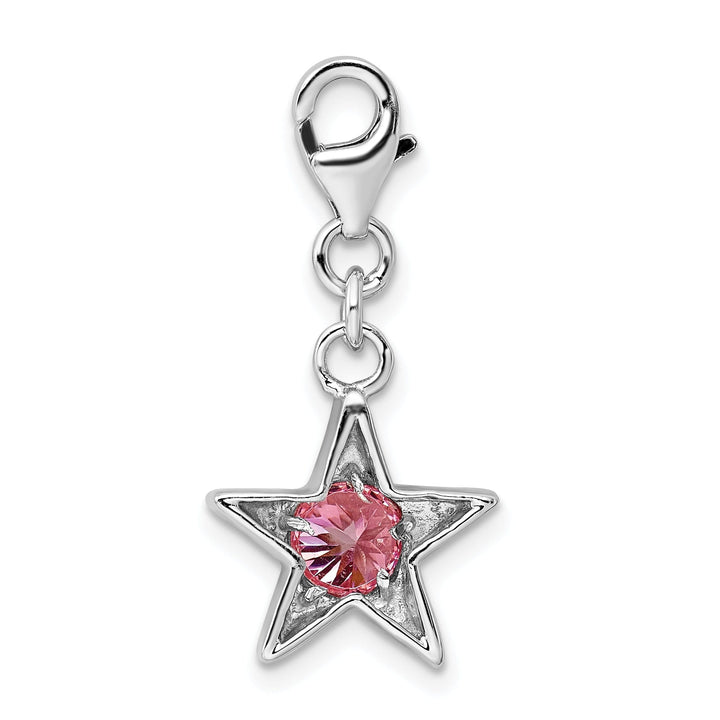 Sterling Silver October CZ Birthstone Star Charm